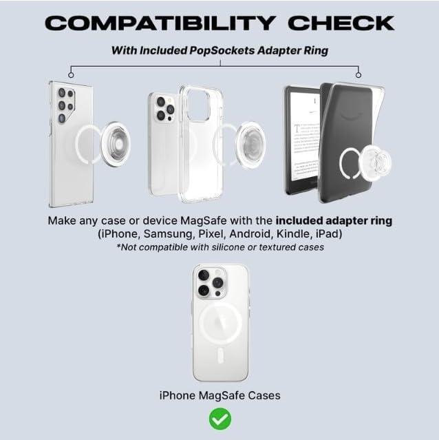 imagePopSockets Phone Grip for MagSafe with Kickstand Magnetic Stand Swappable Top Secure Hold for iPhone MagSafe Cases Phone amp Tablet Grip Enamel Heart of GoldStargazer