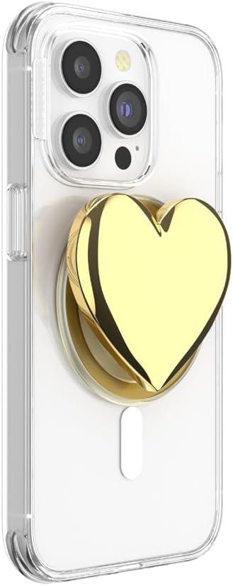 imagePopSockets Phone Grip for MagSafe with Kickstand Magnetic Stand Swappable Top Secure Hold for iPhone MagSafe Cases Phone amp Tablet Grip Enamel Heart of GoldHeart of Gold