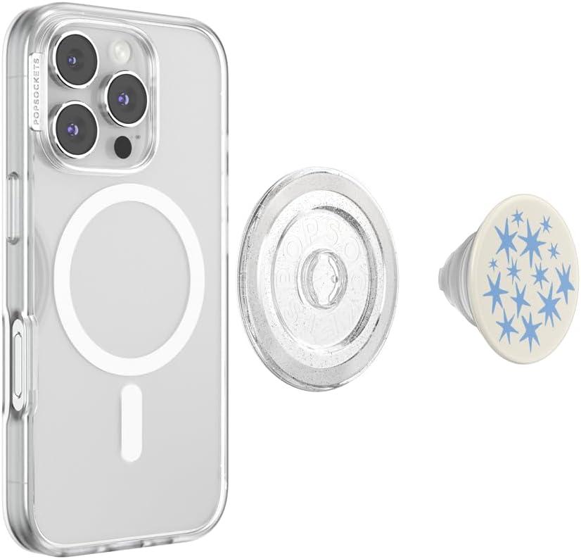 imagePopSockets Phone Grip for MagSafe with Kickstand Magnetic Stand Swappable Top Secure Hold for iPhone MagSafe Cases Phone amp Tablet Grip Enamel Heart of GoldStargazer