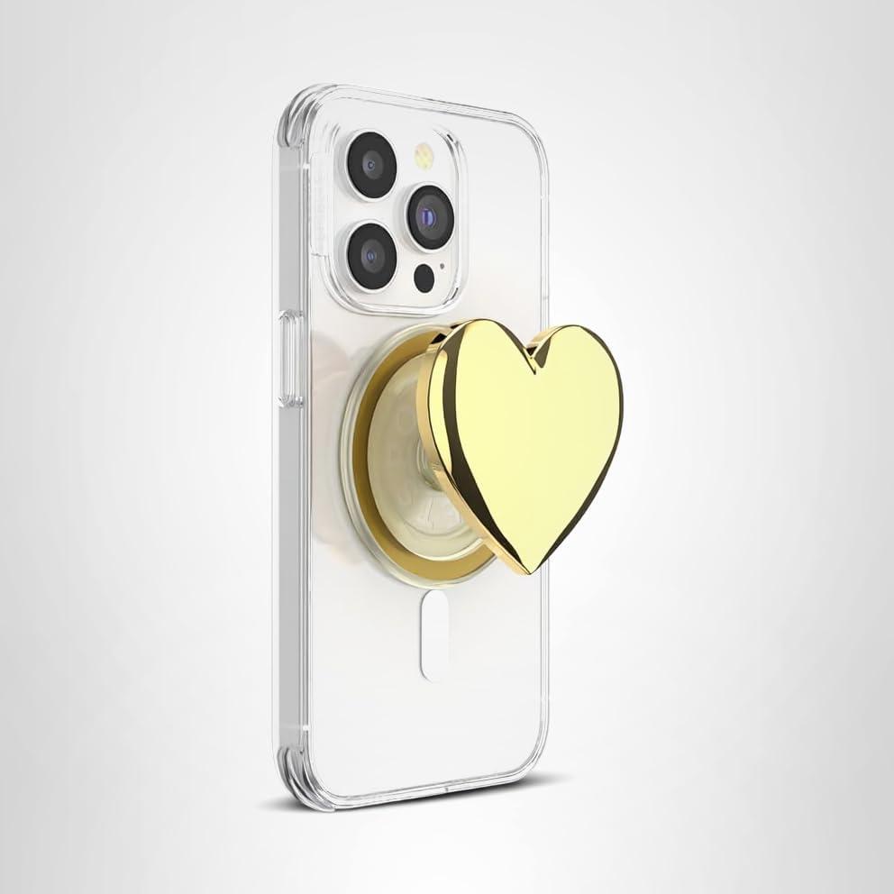 imagePopSockets Phone Grip for MagSafe with Kickstand Magnetic Stand Swappable Top Secure Hold for iPhone MagSafe Cases Phone amp Tablet Grip Enamel Heart of GoldHeart of Gold
