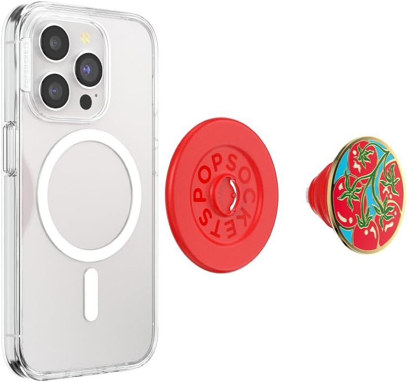 imagePopSockets Phone Grip for MagSafe with Kickstand Magnetic Stand Swappable Top Secure Hold for iPhone MagSafe Cases Phone amp Tablet Grip PomodoroEnamel Tomato