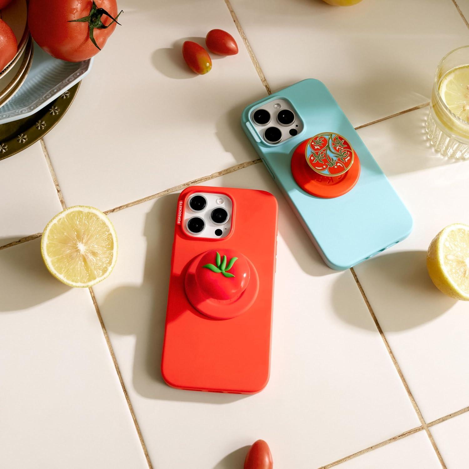 imagePopSockets Phone Grip for MagSafe with Kickstand Magnetic Stand Swappable Top Secure Hold for iPhone MagSafe Cases Phone amp Tablet Grip PomodoroEnamel Tomato