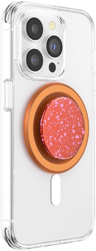 imagePopSockets Phone Grip for MagSafe with Kickstand Magnetic Stand Swappable Top Secure Hold for iPhone MagSafe Cases Phone amp Tablet Grip Swirl Aviation OrangeClay Speckle