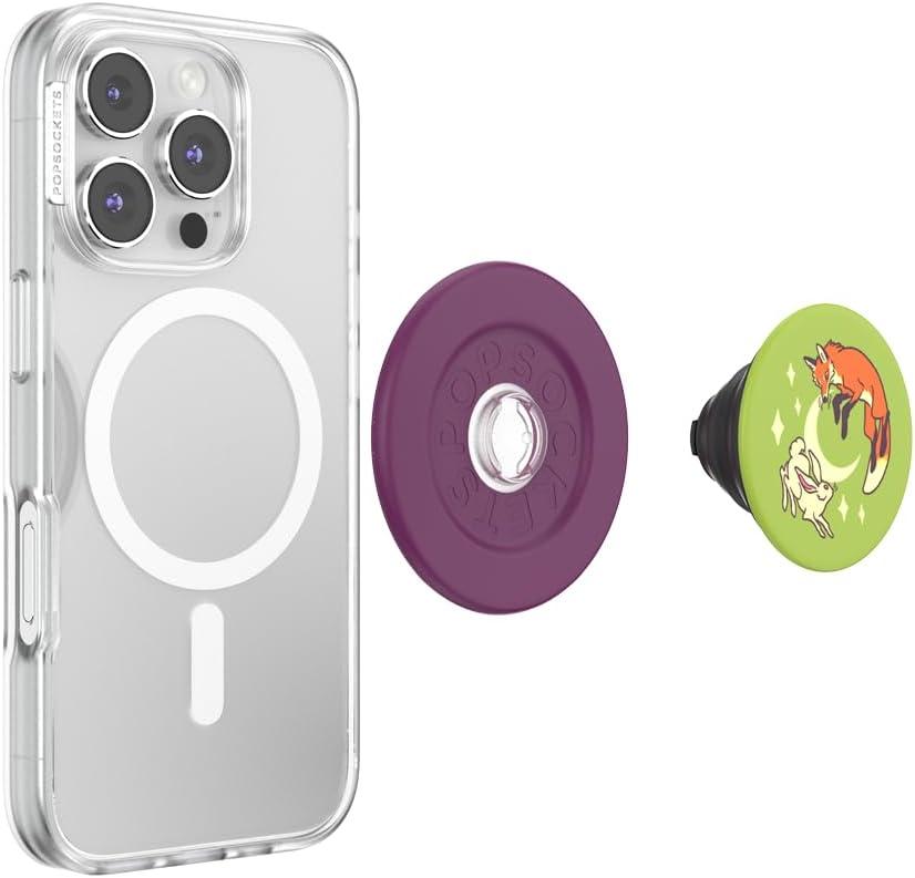 imagePopSockets Phone Grip for MagSafe with Kickstand Magnetic Stand Swappable Top Secure Hold for iPhone MagSafe Cases Phone amp Tablet Grip The Fox in The Hare