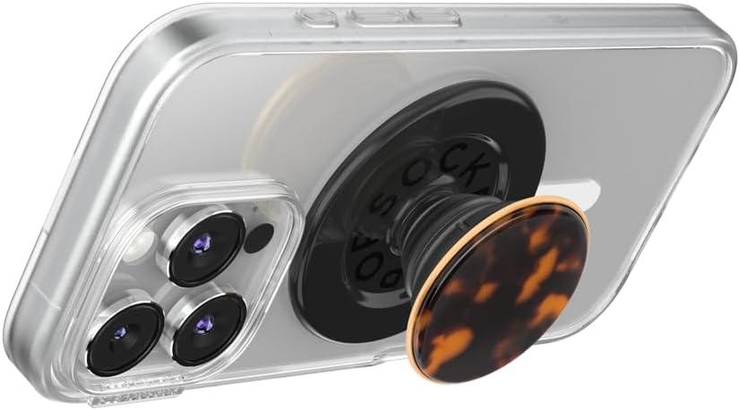 imagePopSockets Phone Grip for MagSafe with Kickstand Magnetic Stand Swappable Top Secure Hold for iPhone MagSafe Cases Phone amp Tablet Grip Cute PopSockets Curves LatteTortoise