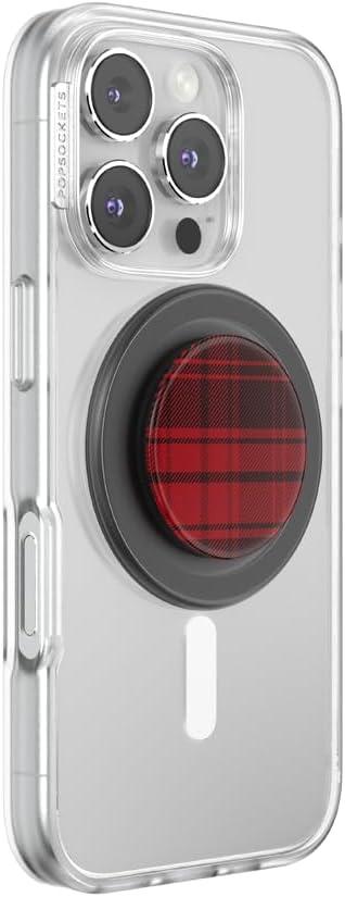 imagePopSockets Phone Grip for MagSafe with Kickstand Magnetic Stand Swappable Top Secure Hold for iPhone MagSafe Cases Phone amp Tablet GripBuffalo Check