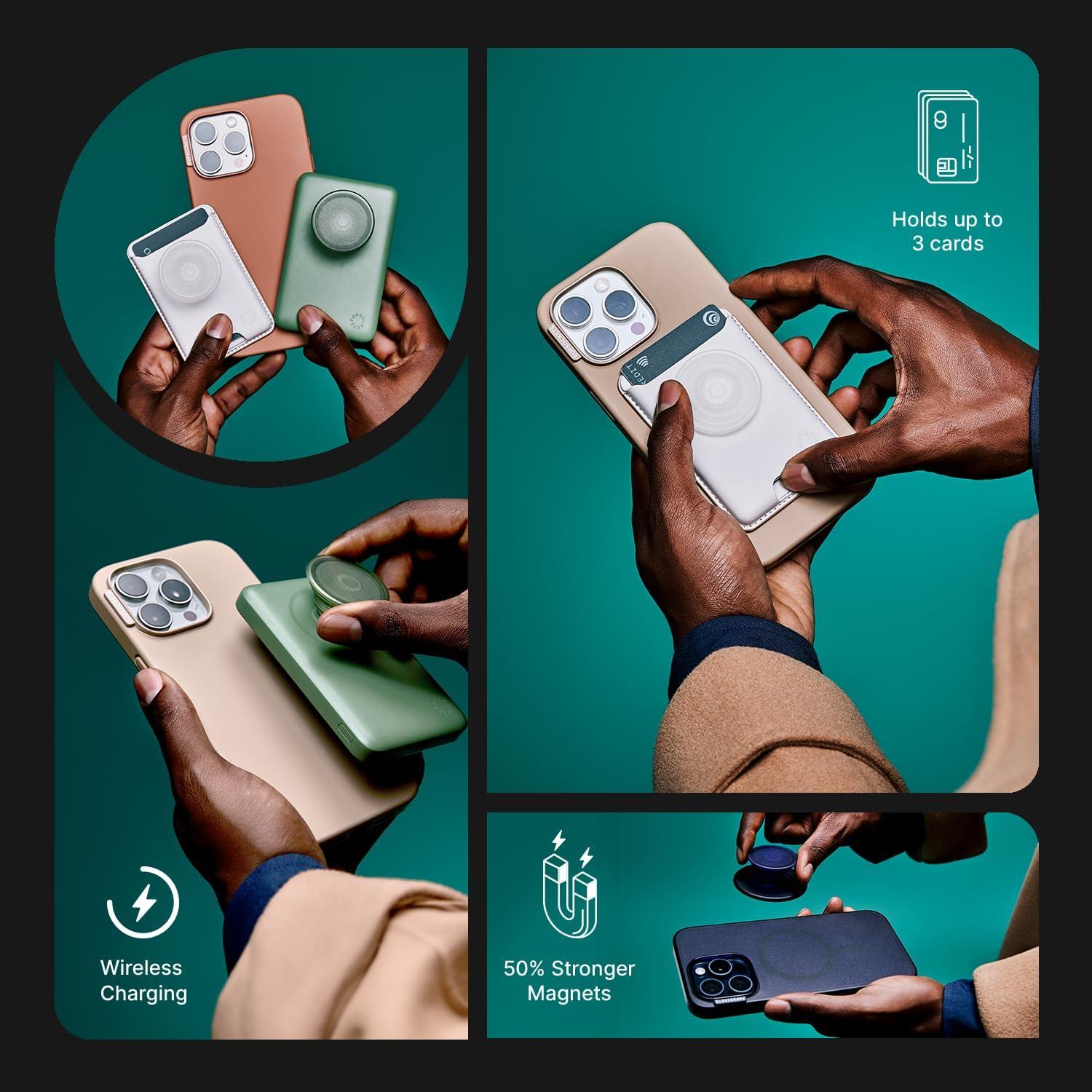 imagePopSockets Phone Wallet with Expanding Grip Phone Card Holder Wireless Charging Compatible Wallet Compatible with MagSafe Farmers MarketZed