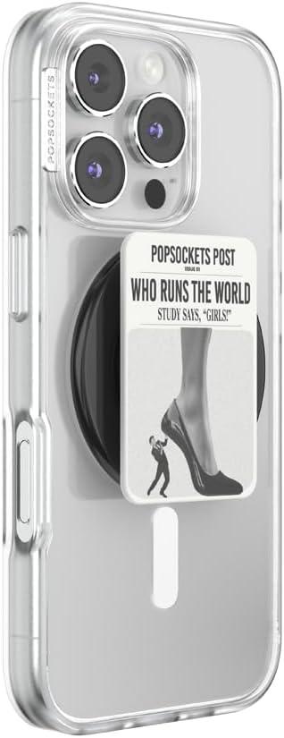 imagePopSockets Phone Wallet with Expanding Grip Phone Card Holder Wireless Charging Compatible Wallet Compatible with MagSafe Who Runs The World