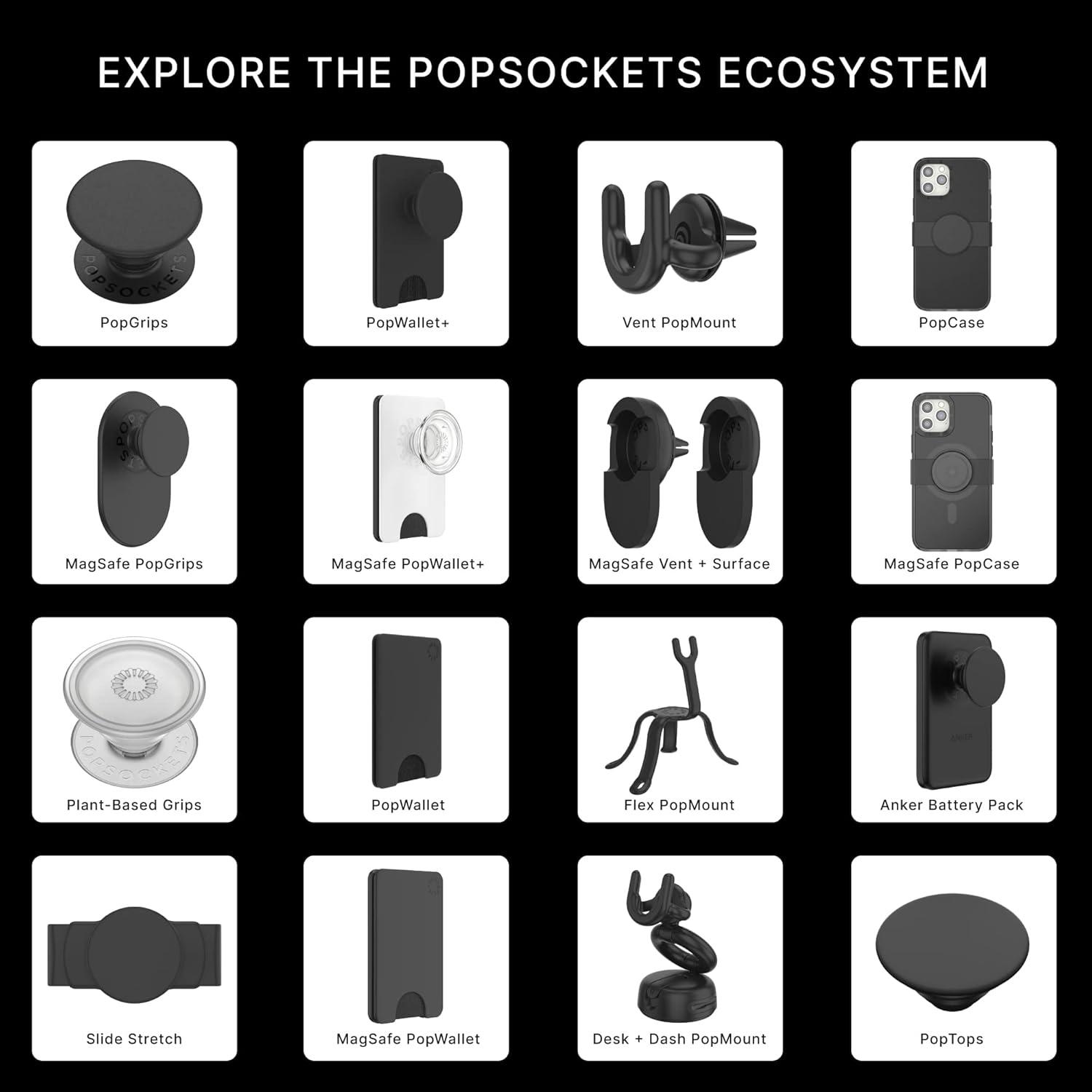 imagePopSockets Phone Wallet with Expanding Grip and Adapter Ring for MagSafe Magnetic Phone Card Holder Wireless Charging Compatible Wallet Compatible with MagSafeSamsung AurangeWhite Clear