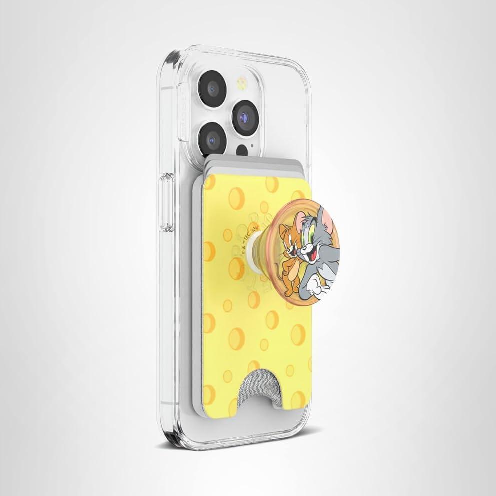 imagePopSockets Phone Wallet with Expanding Grip and Adapter Ring for MagSafe Phone Card Holder Wireless Charging Compatible Wallet Compatible with MagSafe Tom amp Jerry ChaseCheesed