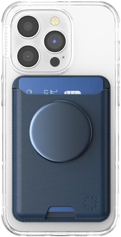 imagePopSockets Softgoods Phone Wallet with Expanding Grip and Adapter Ring for MagSafe Phone Card Holder Wireless Charging Compatible Wallet Compatible with MagSafe CantaloupeNavy