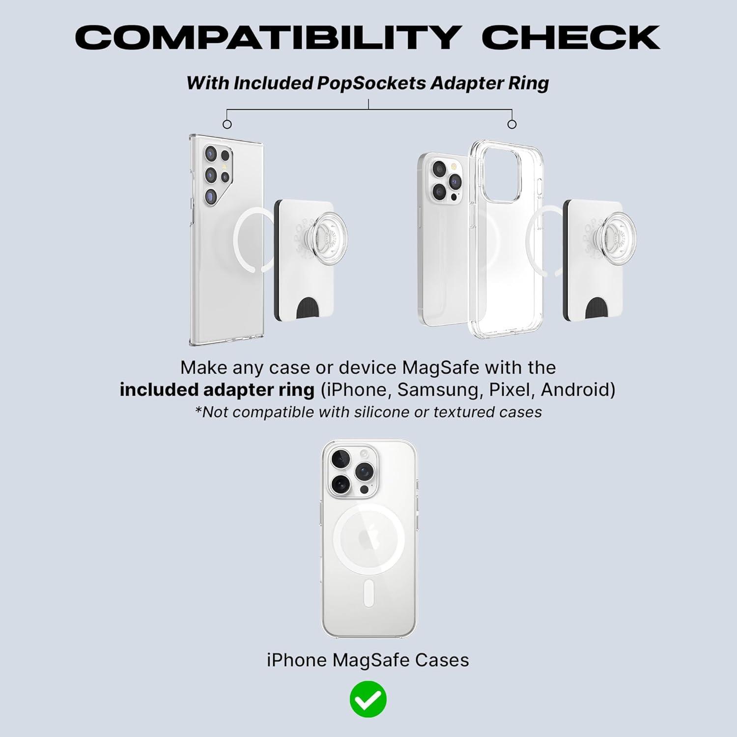 imagePopSockets Softgoods Phone Wallet with Expanding Grip and Adapter Ring for MagSafe Phone Card Holder Wireless Charging Compatible Wallet Compatible with MagSafe CantaloupePutty Tooled