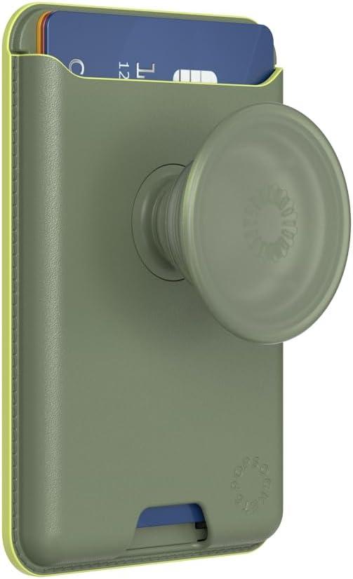 imagePopSockets Softgoods Phone Wallet with Expanding Grip and Adapter Ring for MagSafe Phone Card Holder Wireless Charging Compatible Wallet Compatible with MagSafe CantaloupeEucalyptus