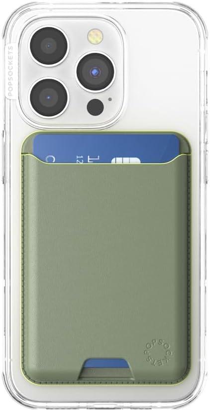 imagePopSockets Softgoods Phone Wallet with Expanding Grip and Adapter Ring for MagSafe Phone Card Holder Wireless Charging Compatible Wallet Compatible with MagSafe CantaloupeEucalyptus