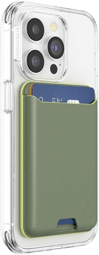 imagePopSockets Softgoods Phone Wallet with Expanding Grip and Adapter Ring for MagSafe Phone Card Holder Wireless Charging Compatible Wallet Compatible with MagSafe CantaloupeEucalyptus