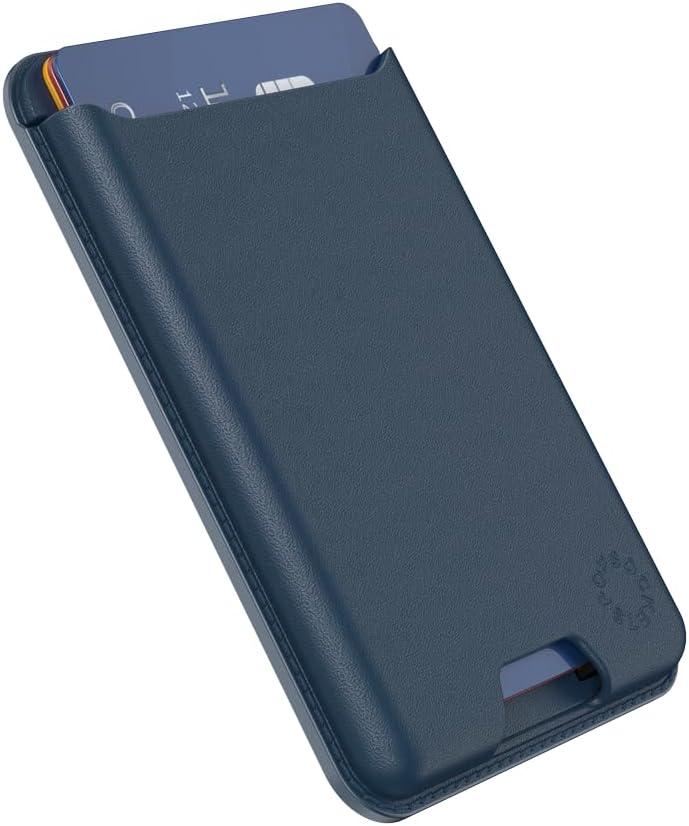 imagePopSockets Softgoods Phone Wallet with Expanding Grip and Adapter Ring for MagSafe Phone Card Holder Wireless Charging Compatible Wallet Compatible with MagSafe CantaloupeNavy