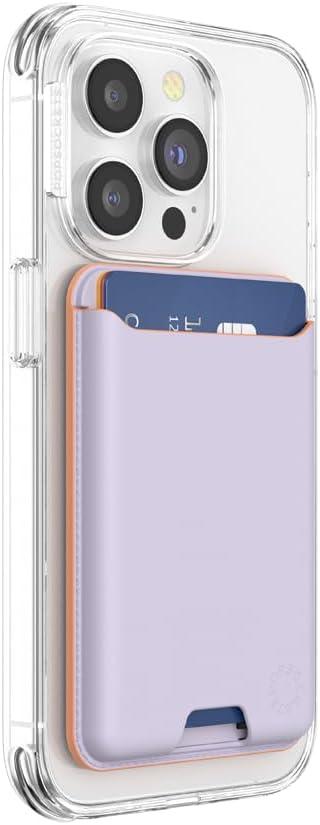 imagePopSockets Softgoods Phone Wallet with Expanding Grip and Adapter Ring for MagSafe Phone Card Holder Wireless Charging Compatible Wallet Compatible with MagSafe CantaloupeLavender