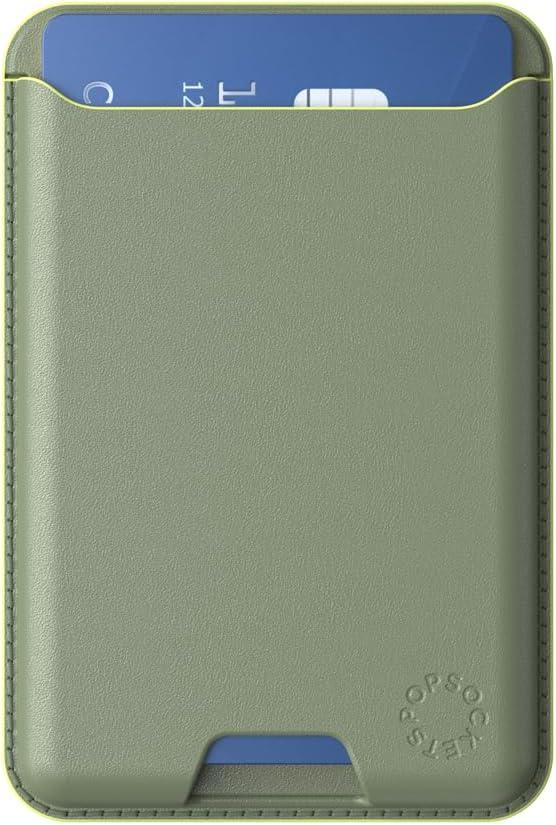 imagePopSockets Softgoods Phone Wallet with Expanding Grip and Adapter Ring for MagSafe Phone Card Holder Wireless Charging Compatible Wallet Compatible with MagSafe CantaloupeEucalyptus