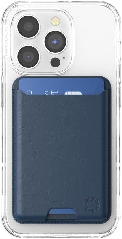 imagePopSockets Softgoods Phone Wallet with Expanding Grip and Adapter Ring for MagSafe Phone Card Holder Wireless Charging Compatible Wallet Compatible with MagSafe CantaloupeNavy