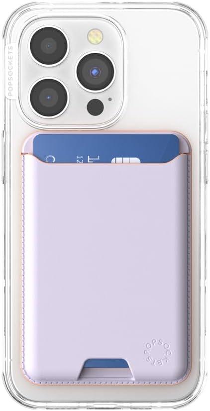 imagePopSockets Softgoods Phone Wallet with Expanding Grip and Adapter Ring for MagSafe Phone Card Holder Wireless Charging Compatible Wallet Compatible with MagSafe CantaloupeLavender