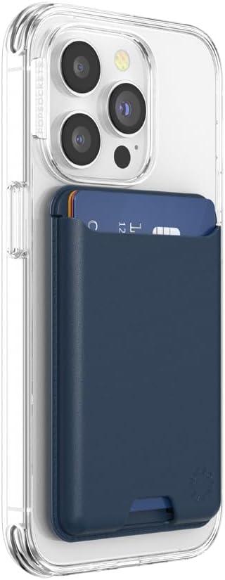 imagePopSockets Softgoods Phone Wallet with Expanding Grip and Adapter Ring for MagSafe Phone Card Holder Wireless Charging Compatible Wallet Compatible with MagSafe CantaloupeNavy