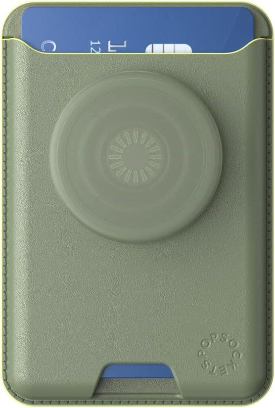 imagePopSockets Softgoods Phone Wallet with Expanding Grip and Adapter Ring for MagSafe Phone Card Holder Wireless Charging Compatible Wallet Compatible with MagSafe CantaloupeEucalyptus