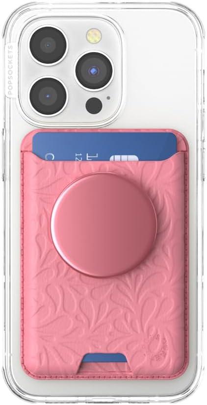 imagePopSockets Softgoods Phone Wallet with Expanding Grip and Adapter Ring for MagSafe Phone Card Holder Wireless Charging Compatible Wallet Compatible with MagSafe CantaloupePutty Tooled