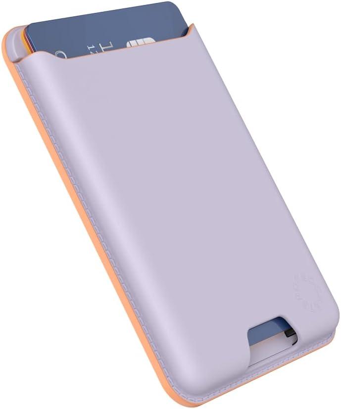 imagePopSockets Softgoods Phone Wallet with Expanding Grip and Adapter Ring for MagSafe Phone Card Holder Wireless Charging Compatible Wallet Compatible with MagSafe CantaloupeLavender