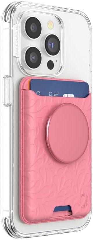 imagePopSockets Softgoods Phone Wallet with Expanding Grip and Adapter Ring for MagSafe Phone Card Holder Wireless Charging Compatible Wallet Compatible with MagSafe CantaloupePutty Tooled