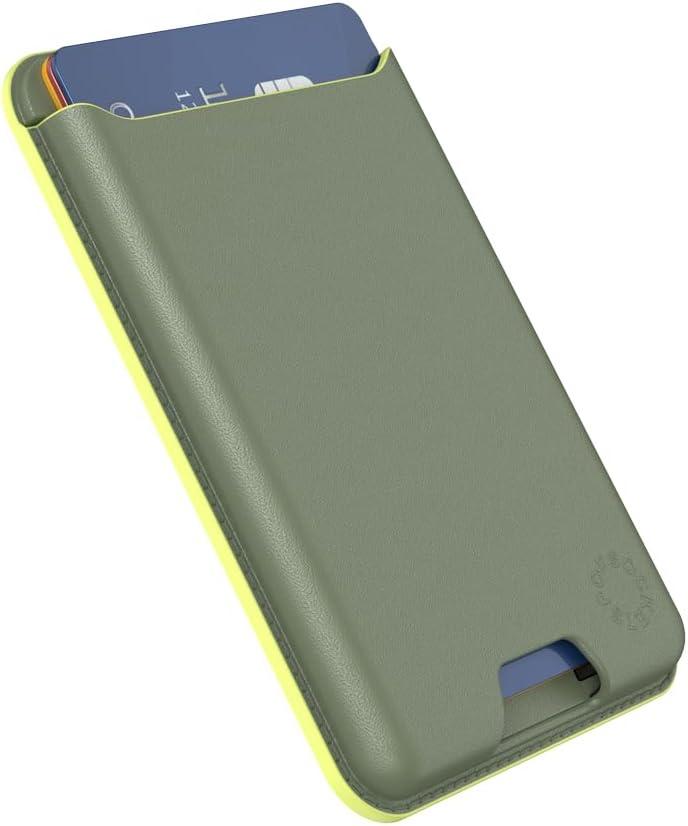 imagePopSockets Softgoods Phone Wallet with Expanding Grip and Adapter Ring for MagSafe Phone Card Holder Wireless Charging Compatible Wallet Compatible with MagSafe CantaloupeEucalyptus