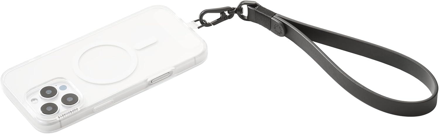 imagePopSockets Wristlet Phone Strap Wrist Strap for Phone Device Holder BlackPleather Black