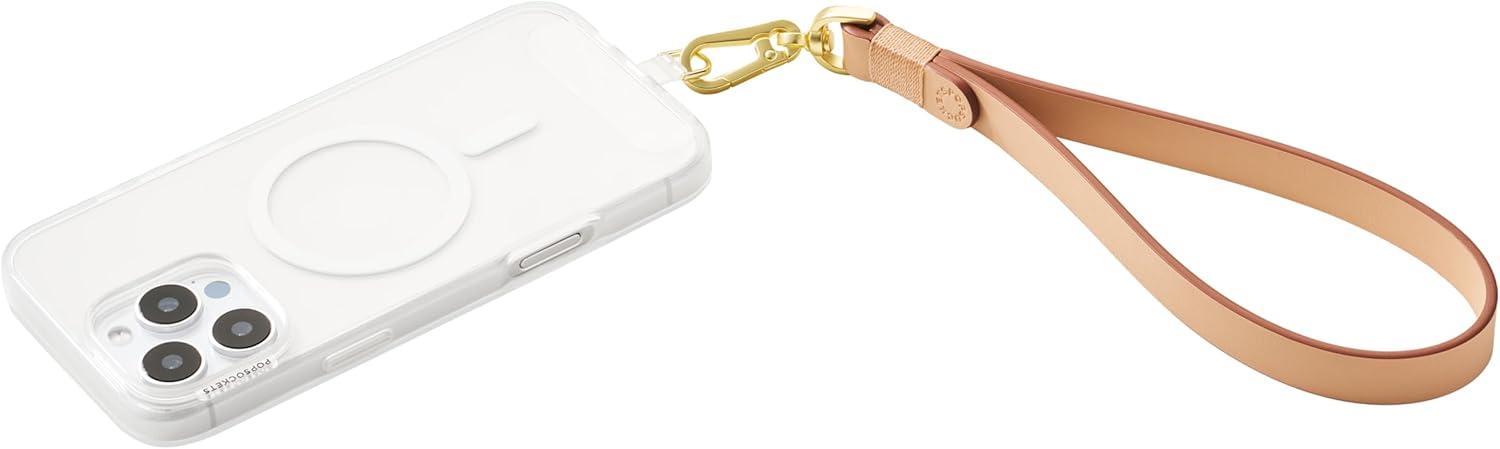 imagePopSockets Wristlet Phone Strap Wrist Strap for Phone Device Holder BlackPleather Tan