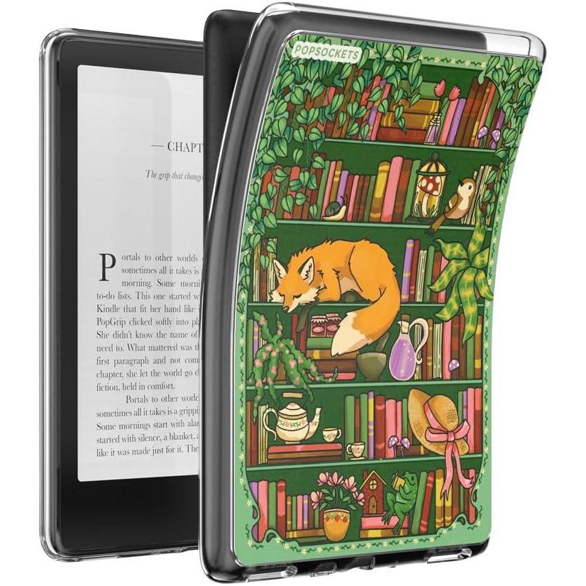 imagePopSockets Kindle Paperwhite 2021 Case 11th Gen 68 amp Signature Edition Slim Protective Cover with Builtin MagSafeCompatible Ring for MagSafe PopGrip EReader Accessory Enchanted Shelves
