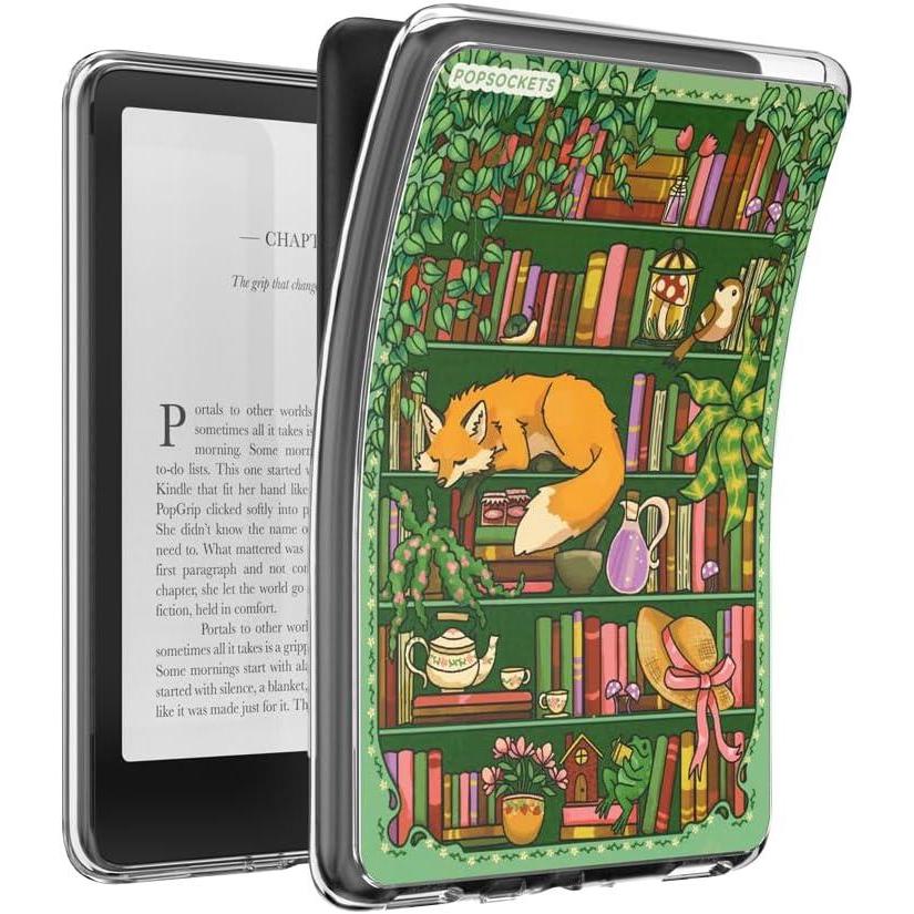 imagePopSockets Kindle Paperwhite Case 12th Gen 7 202425 Signature Edition amp Colorsoft  Slim Protective Cover with Builtin MagSafe Ring for MagSafe PopGrip EReader Accessory  Enchanted Shelves