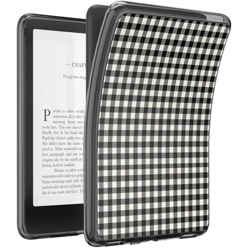 imagePopSockets Kindle Paperwhite Case 12th Gen 7 202425Signature Edition amp Colorsoft  Slim Protective Cover with BuiltIn MagSafe Ring for MagSafe PopGrip EReader Accessory  Black White Gingham