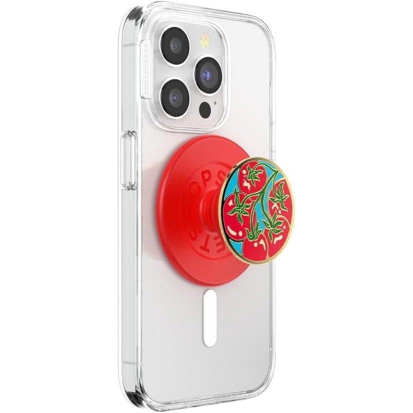 imagePopSockets Phone Grip for MagSafe with Kickstand Magnetic Stand Swappable Top Secure Hold for iPhone MagSafe Cases Phone amp Tablet Grip PomodoroEnamel Tomato