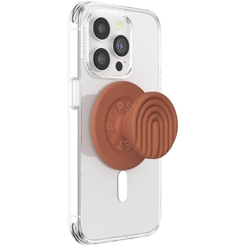 imagePopSockets Phone Grip for MagSafe with Kickstand Magnetic Stand Swappable Top Secure Hold for iPhone MagSafe Cases Phone amp Tablet Grip  Swirl Aviation OrangeTerracotta
