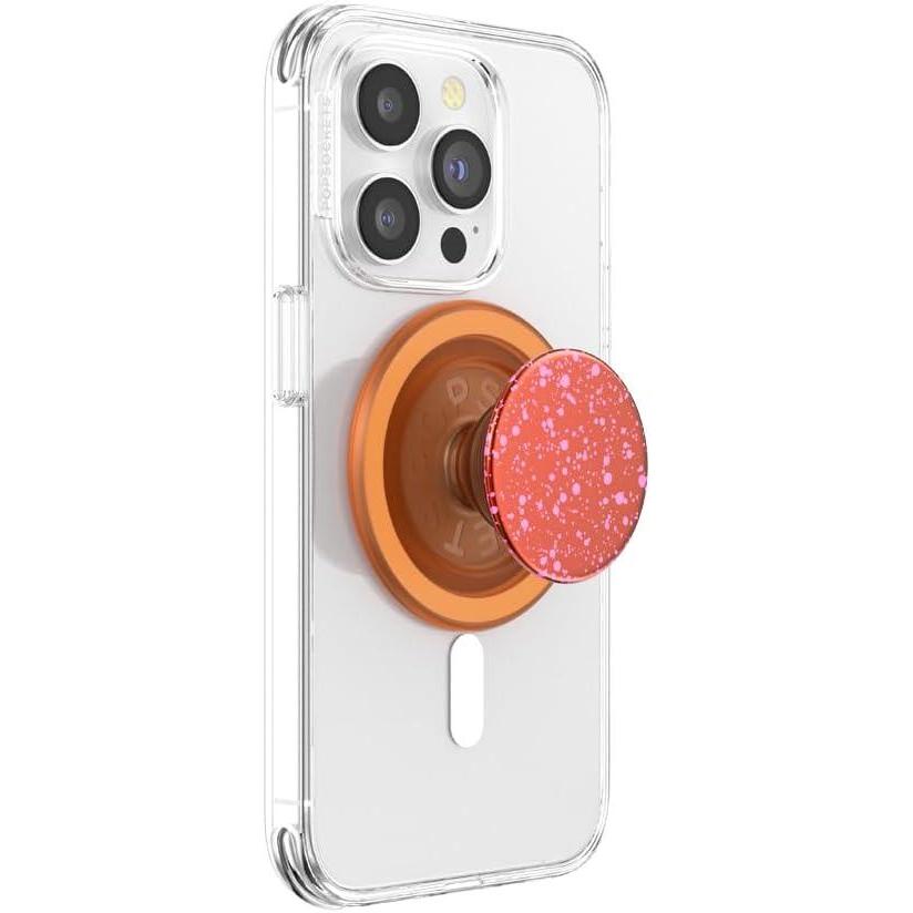 imagePopSockets Phone Grip for MagSafe with Kickstand Magnetic Stand Swappable Top Secure Hold for iPhone MagSafe Cases Phone amp Tablet Grip Swirl Aviation OrangeClay Speckle