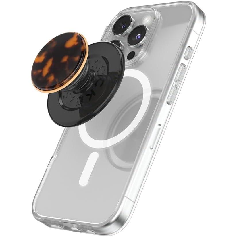 imagePopSockets Phone Grip for MagSafe with Kickstand Magnetic Stand Swappable Top Secure Hold for iPhone MagSafe Cases Phone amp Tablet Grip Cute PopSockets Curves LatteTortoise