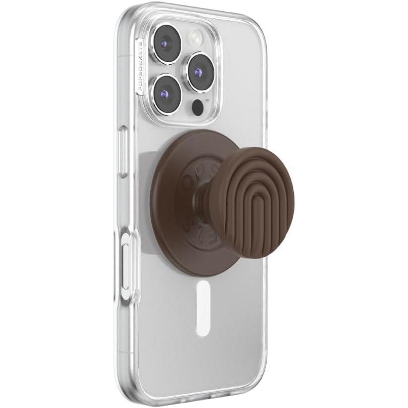 imagePopSockets Phone Grip for MagSafe with Kickstand Magnetic Stand Swappable Top Secure Hold for iPhone MagSafe Cases Phone amp Tablet Grip Cute PopSockets Curves LatteCurves Cocoa
