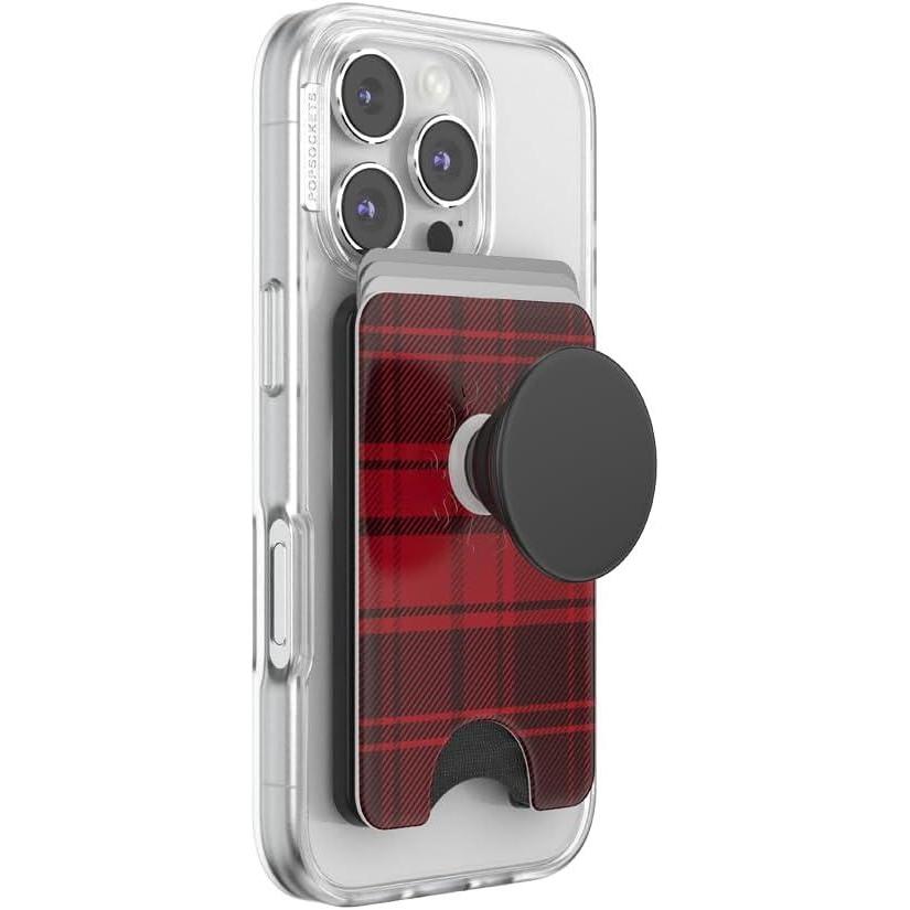 imagePopSockets Phone Wallet with Expanding Grip Phone Card Holder Wireless Charging Compatible Wallet Compatible with MagSafe  Buffalo Check