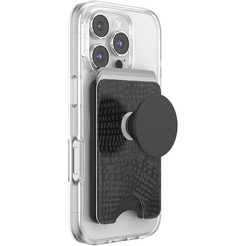 imagePopSockets Phone Wallet with Expanding Grip Phone Card Holder Wireless Charging Compatible Wallet Compatible with MagSafe  Farmers MarketObsidian Petrified