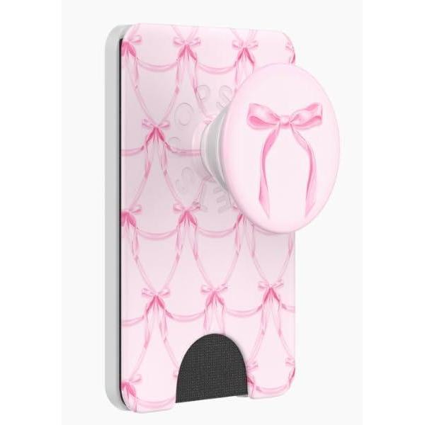 imagePopSockets Phone Wallet with Expanding Grip Phone Card Holder Wireless Charging Compatible Wallet Compatible with MagSafe Farmers MarketSatin Bow Blush