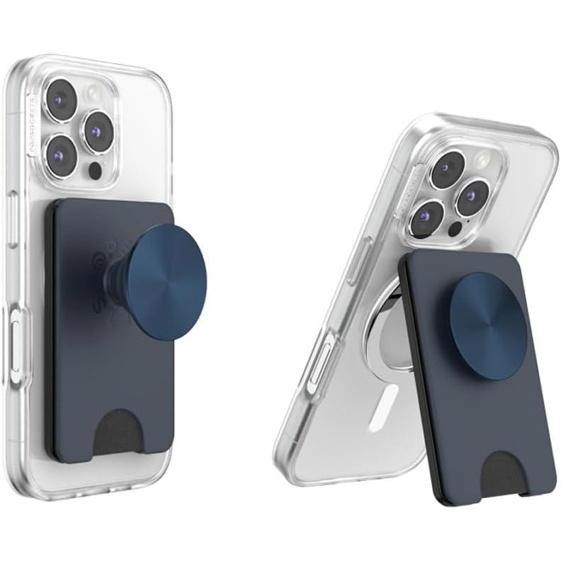 imagePopSockets Phone Wallet with Expanding Grip Phone Card Holder Wireless Charging Compatible Wallet Compatible with MagSafe Navy