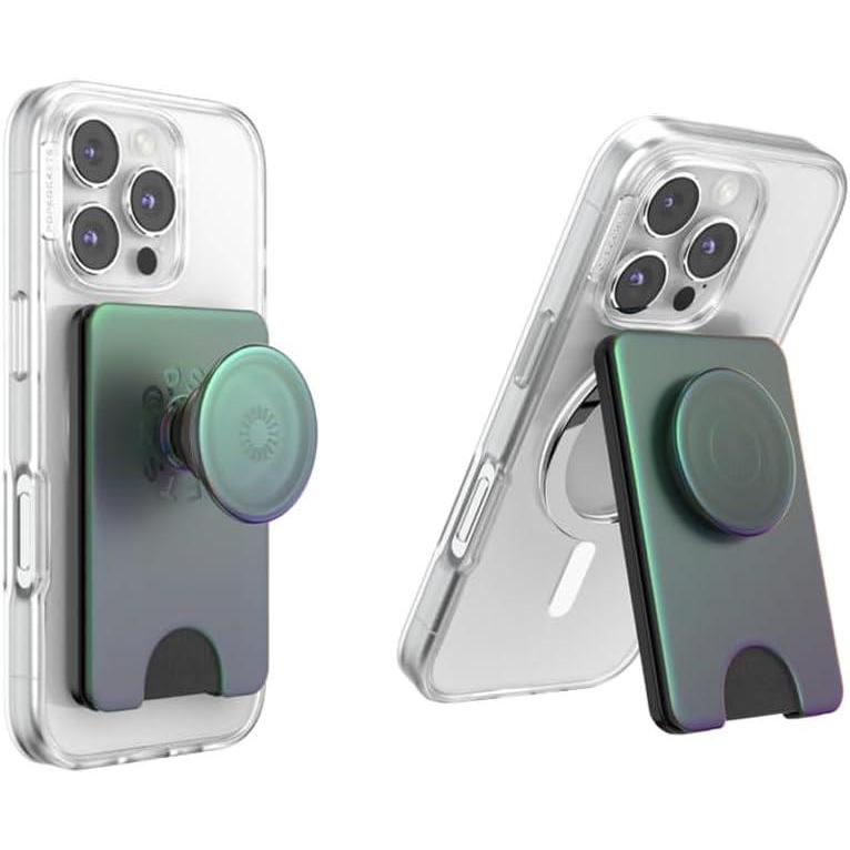 imagePopSockets Phone Wallet with Expanding Grip Phone Card Holder Wireless Charging Compatible Wallet Compatible with MagSafe  Nightshade