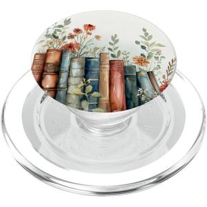 Book Lover Floral Book Theme Flower Girly Wildflower PopSockets Adhesive PopGrip(Magnetic PopGrip)