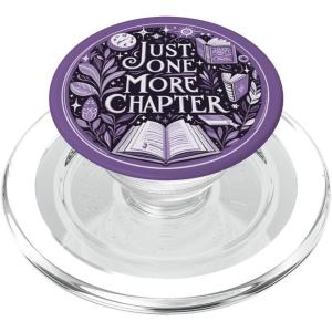 Just One More Chapter Bookish Book Reading Botanical Purple PopSockets Adhesive PopGrip(Magnetic PopGrip)