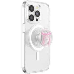 PopSockets Phone Grip for MagSafe with Kickstand, Magnetic Stand, Swappable Top, Secure Hold for iPhone MagSafe Cases, Phone & Tablet Grip – Enamel Heart of Gold(Pink Bow)