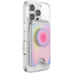 PopSockets Phone Wallet with Expanding Grip, Phone Card Holder, Wireless Charging Compatible, Wallet Compatible with MagSafe – Aura