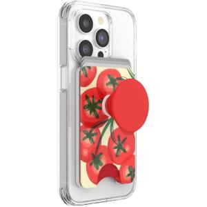 PopSockets Phone Wallet with Expanding Grip, Phone Card Holder, Wireless Charging Compatible, Wallet Compatible with MagSafe – Farmer’s Market(Campari)